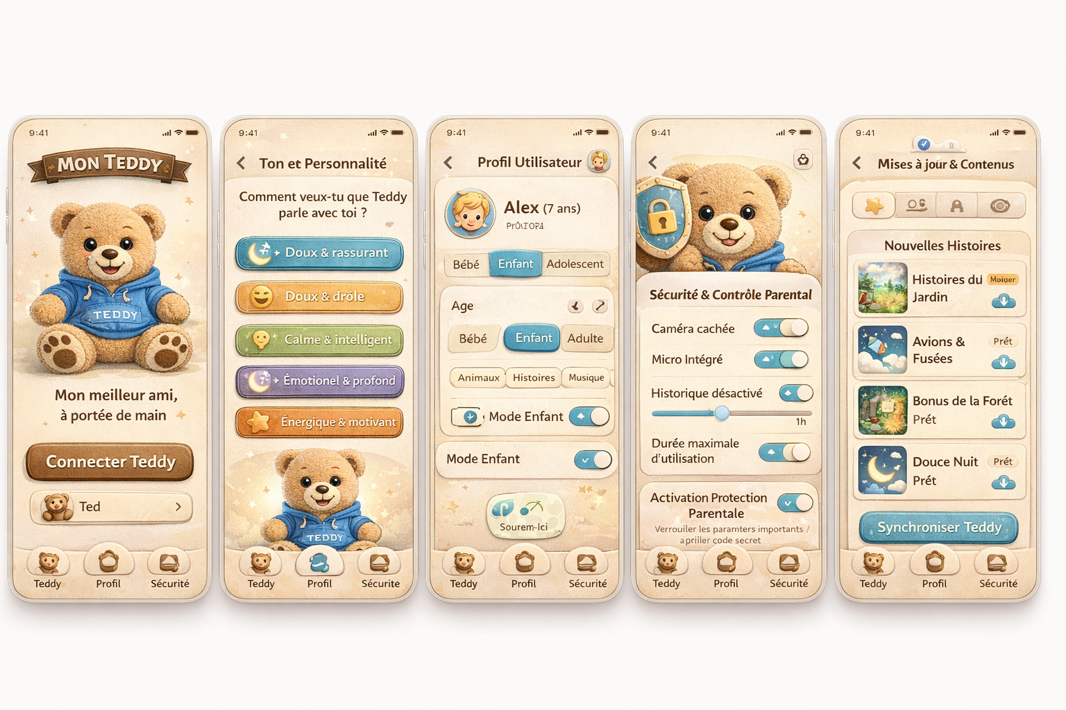 Aperçu de l'application My Teddy