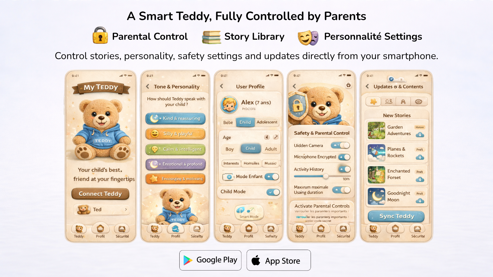 Application Teddy pour les parents