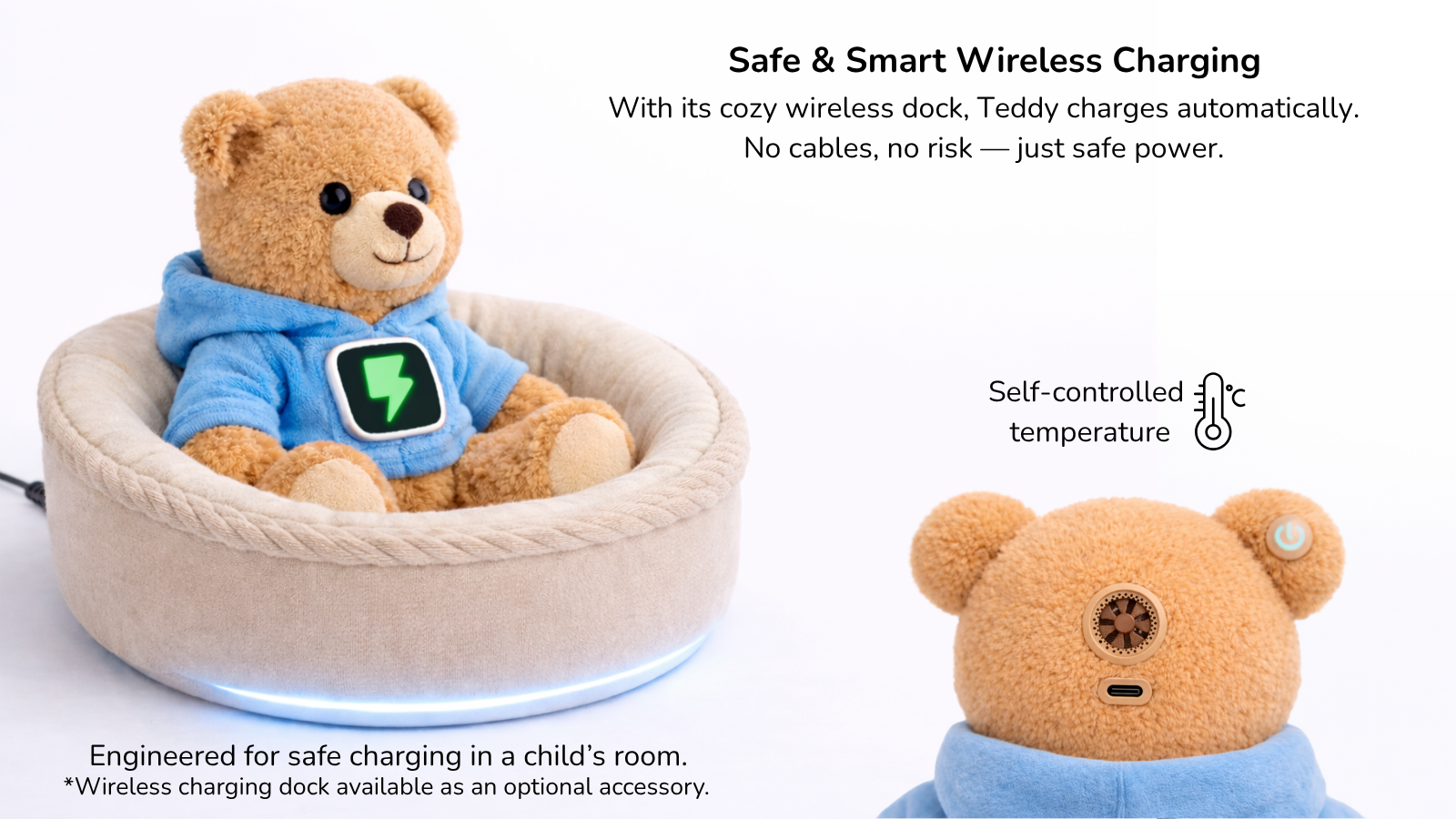 Teddy sur sa base de recharge